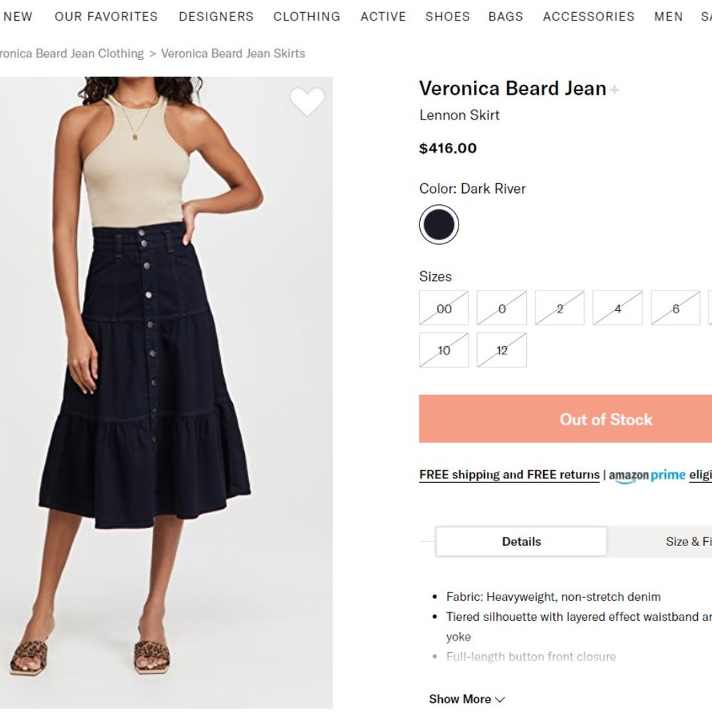 NEW Veronica Beard Lennon Tiered Denim Jean Skirt Size 14 SOLD OUT ONLINE - Picture 16 of 16